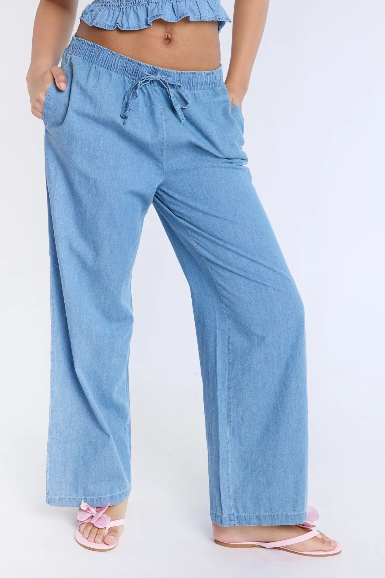 Chambray High Rise Wide Leg Pants sold by Bluenotes product image thumbnail 3