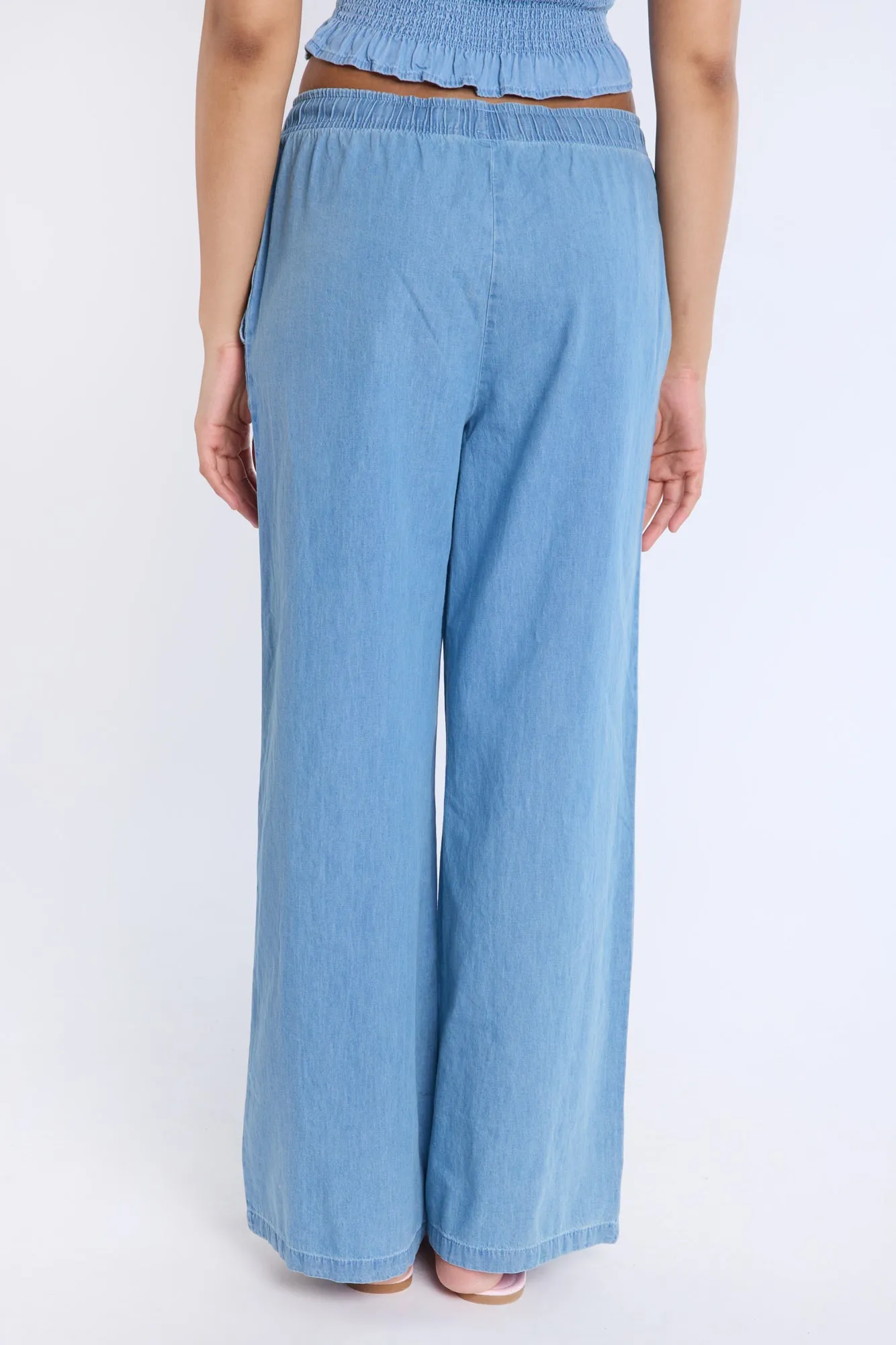 Chambray High Rise Wide Leg Pants sold by Bluenotes product image thumbnail 4