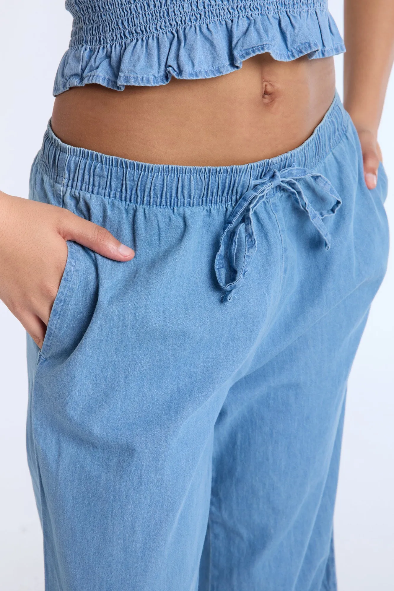 Chambray High Rise Wide Leg Pants sold by Bluenotes product image thumbnail 5