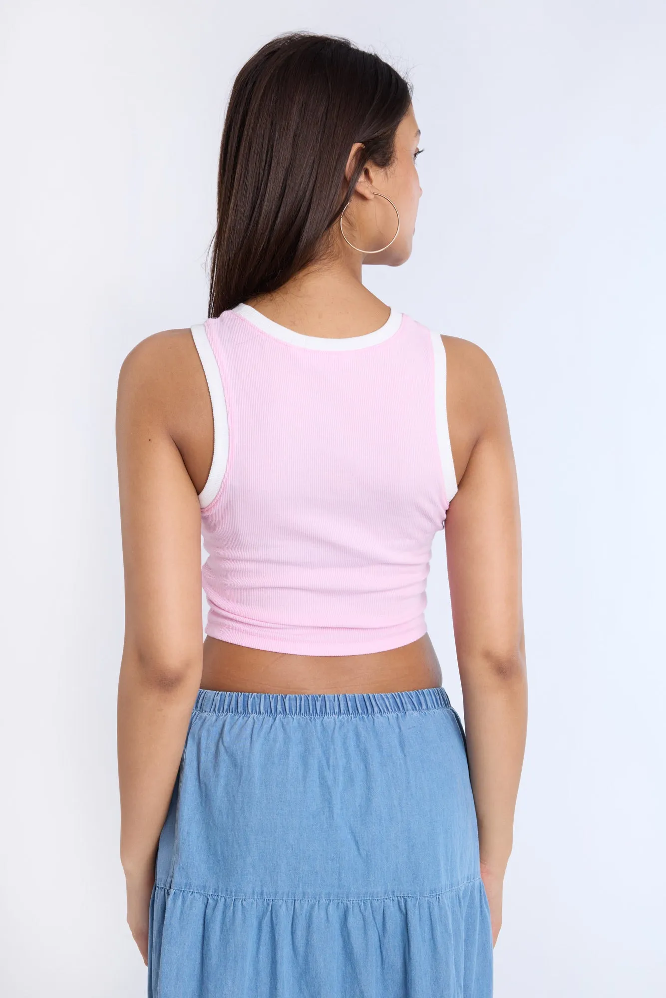 Pretty Please Embroidered Graphic High Neck Tank Top sold by Bluenotes product image thumbnail 3