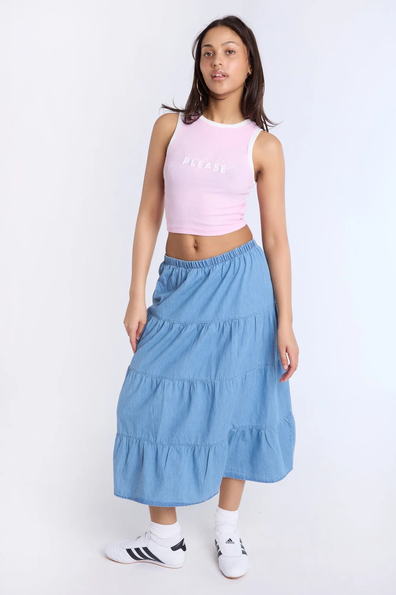 Pretty Please Embroidered Graphic High Neck Tank Top sold by Bluenotes product image thumbnail 4