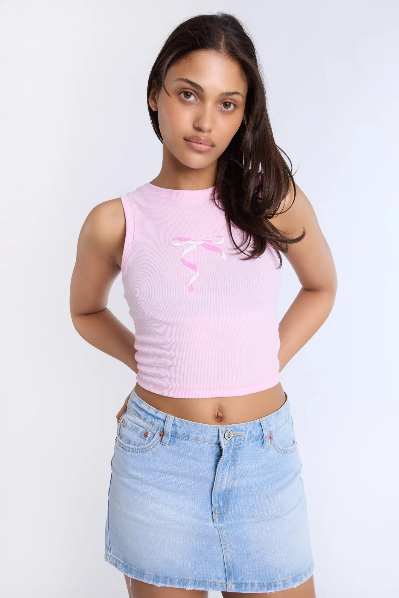 Bow Graphic High Neck Tank Top sold by Bluenotes