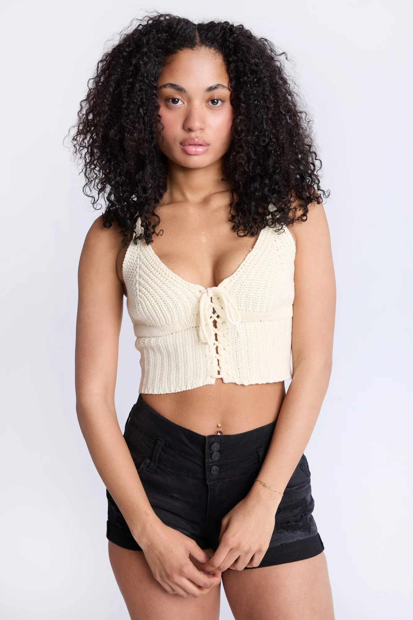 Crochet-Style Tie-Front Tank Top sold by Bluenotes product image thumbnail 5