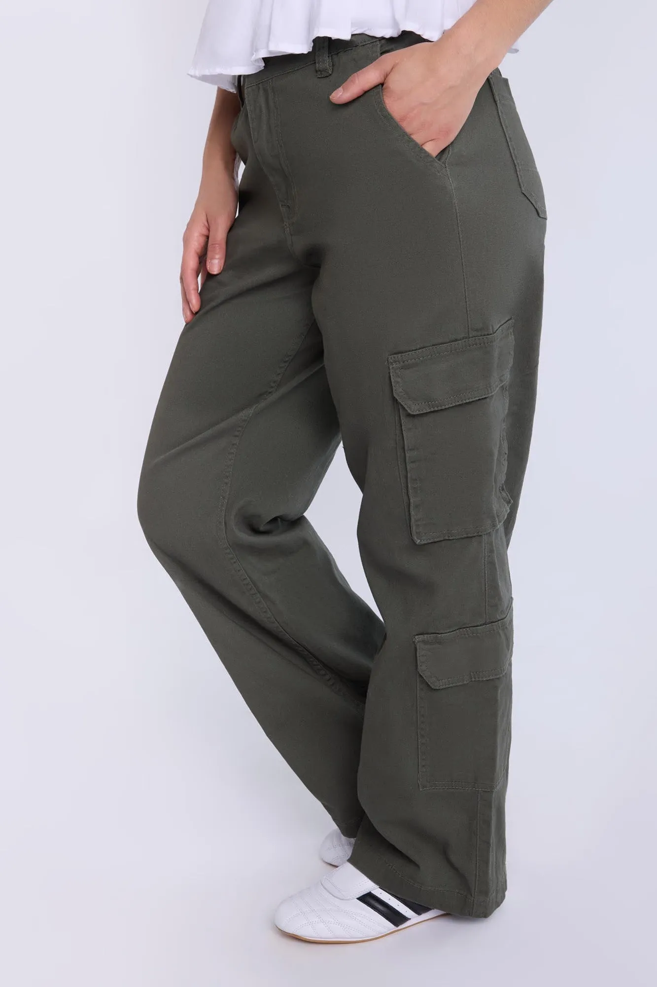 High Rise Cargo Twill Pants sold by Bluenotes