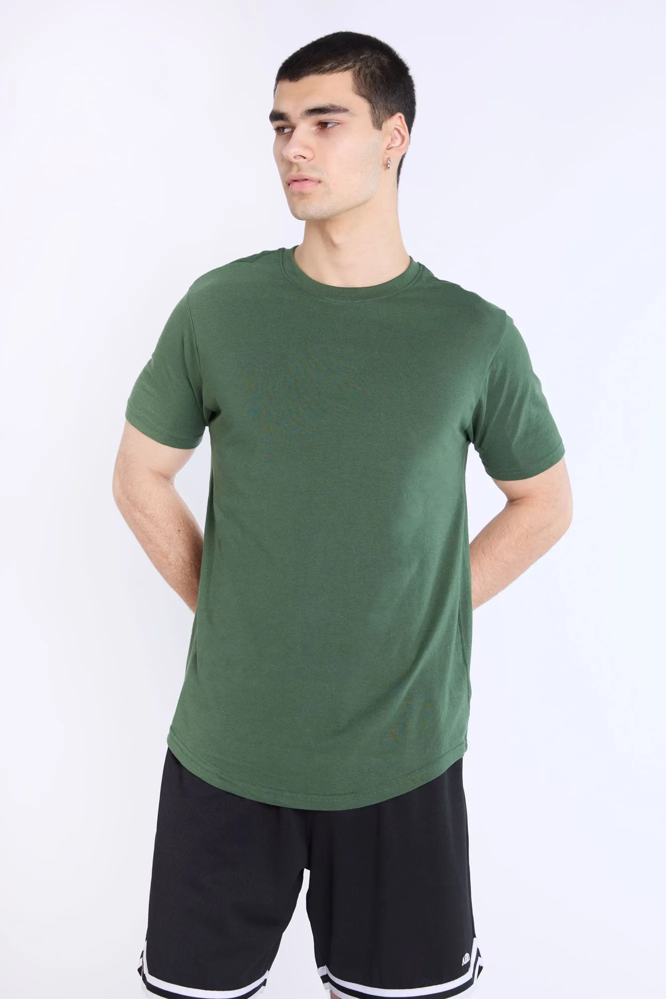 Basic Scoop Hem Crew Neck Tee sold by Bluenotes