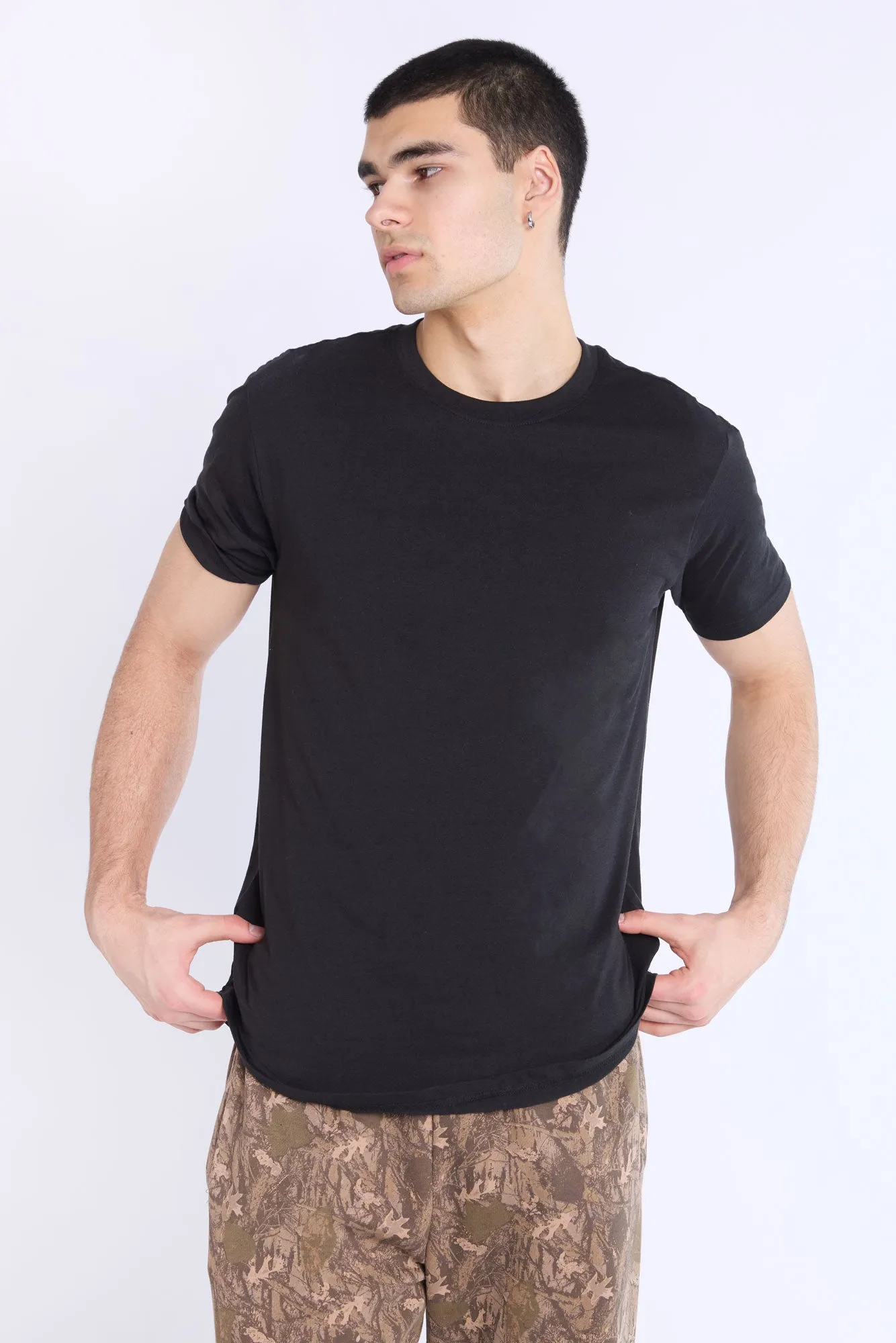 Basic Scoop Hem Crew Neck Tee sold by Bluenotes product image thumbnail 2
