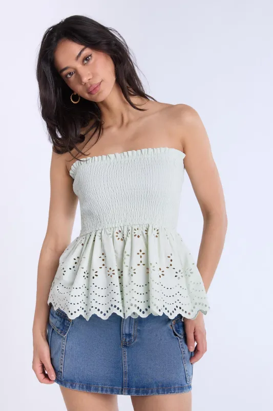 Eyelet Smocked Top sold by Bluenotes