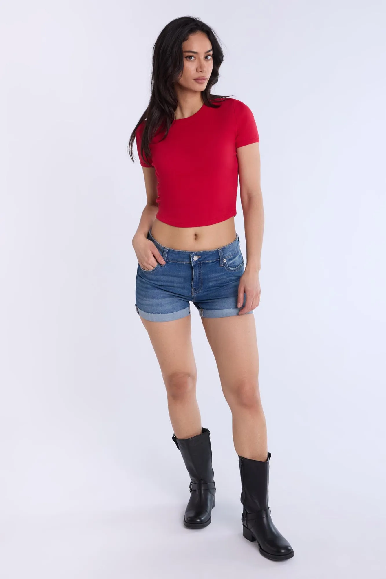 Low Rise Midi Denim Shorts sold by Bluenotes product image thumbnail 4