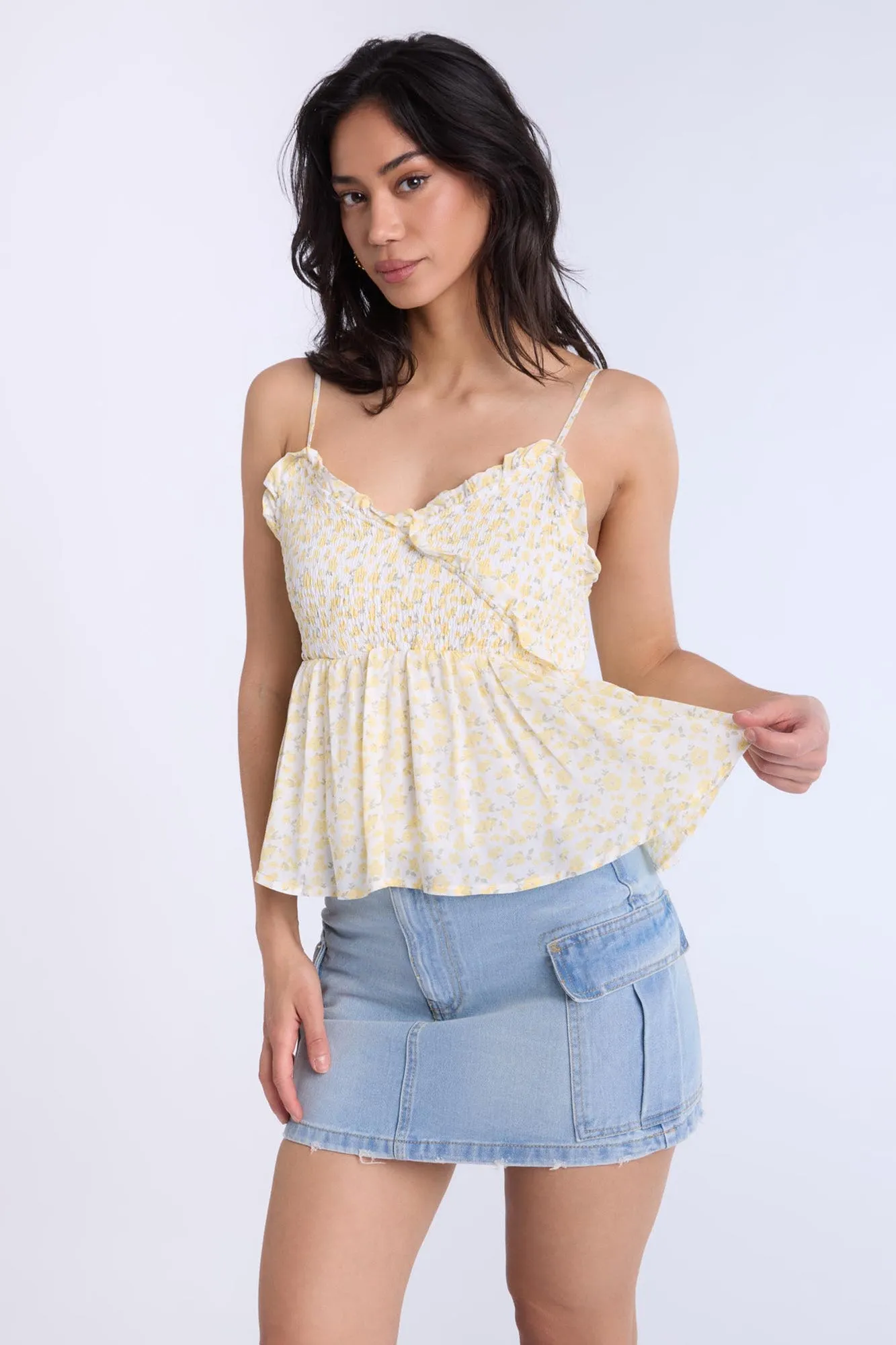 High Rise Denim Cargo Mini Skirt sold by Bluenotes