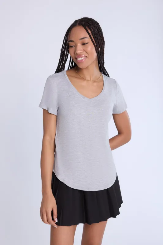 Short Sleeve V-Neck Relaxed Tee made by Bluenotes
