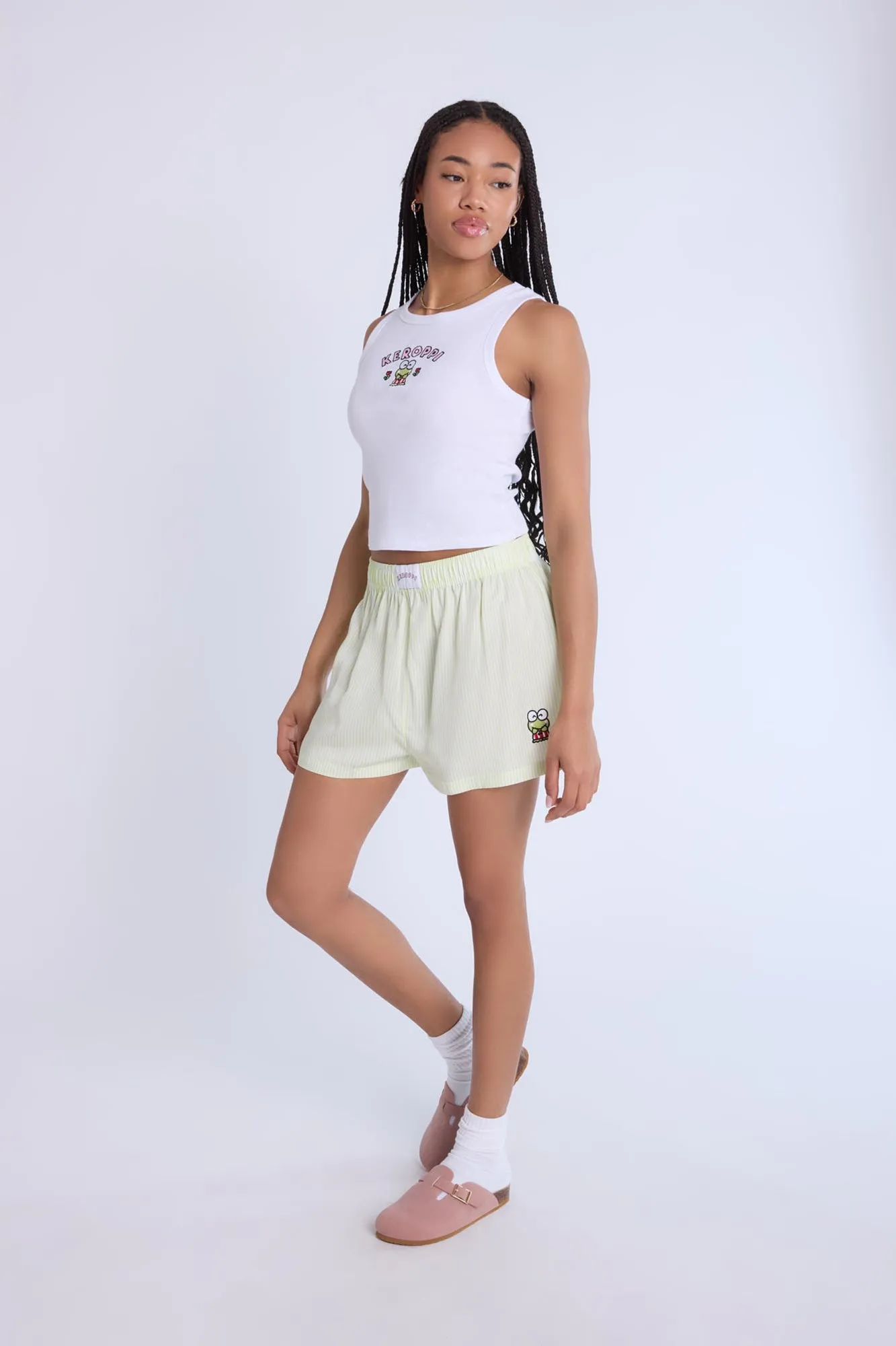 Keroppi Embroidered Pajama Tank Top And Boxer Shorts 2-Piece Set sold by Bluenotes product image thumbnail 4