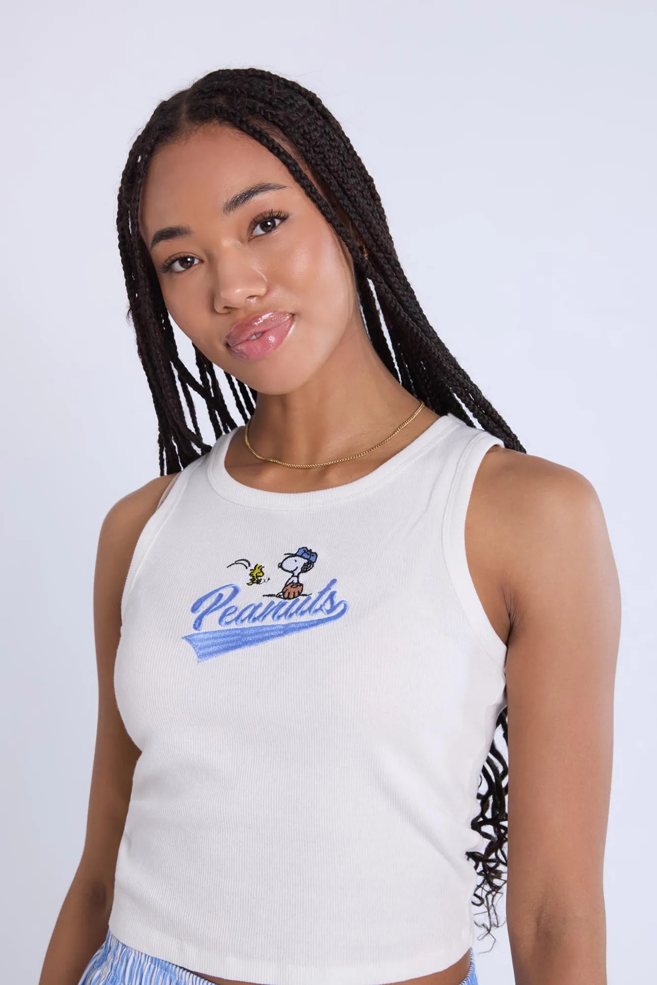 Peanuts Snoopy Embroidered Pajama Tank Top And Boxer Shorts 2-Piece Set sold by Bluenotes product image thumbnail 2