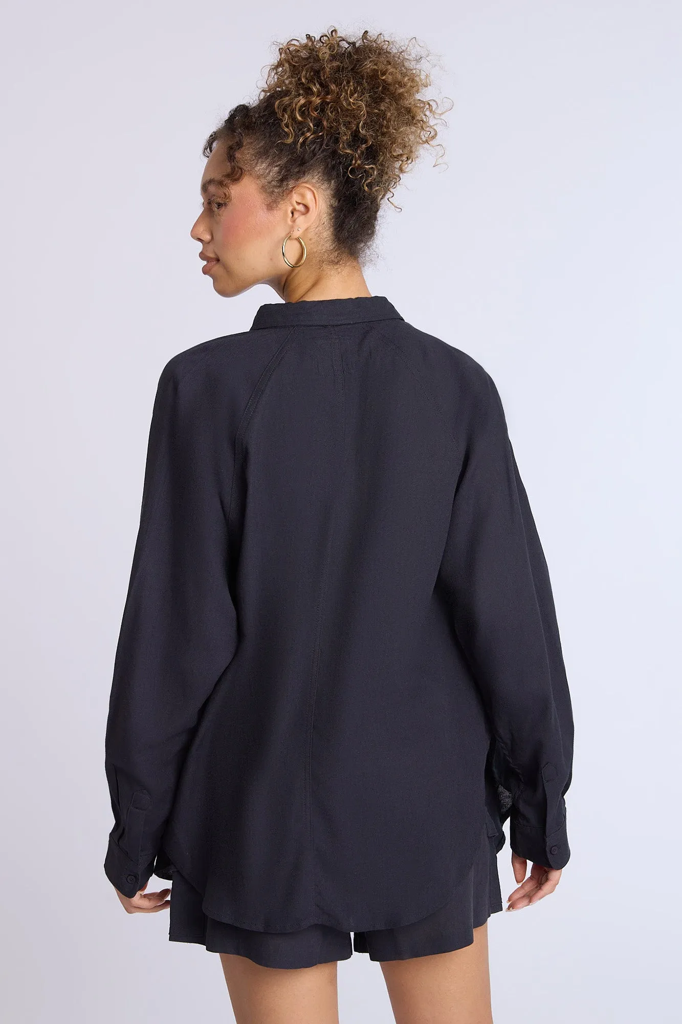 Linen-Blend Oversized Button-Up Shirt sold by Bluenotes product image thumbnail 4