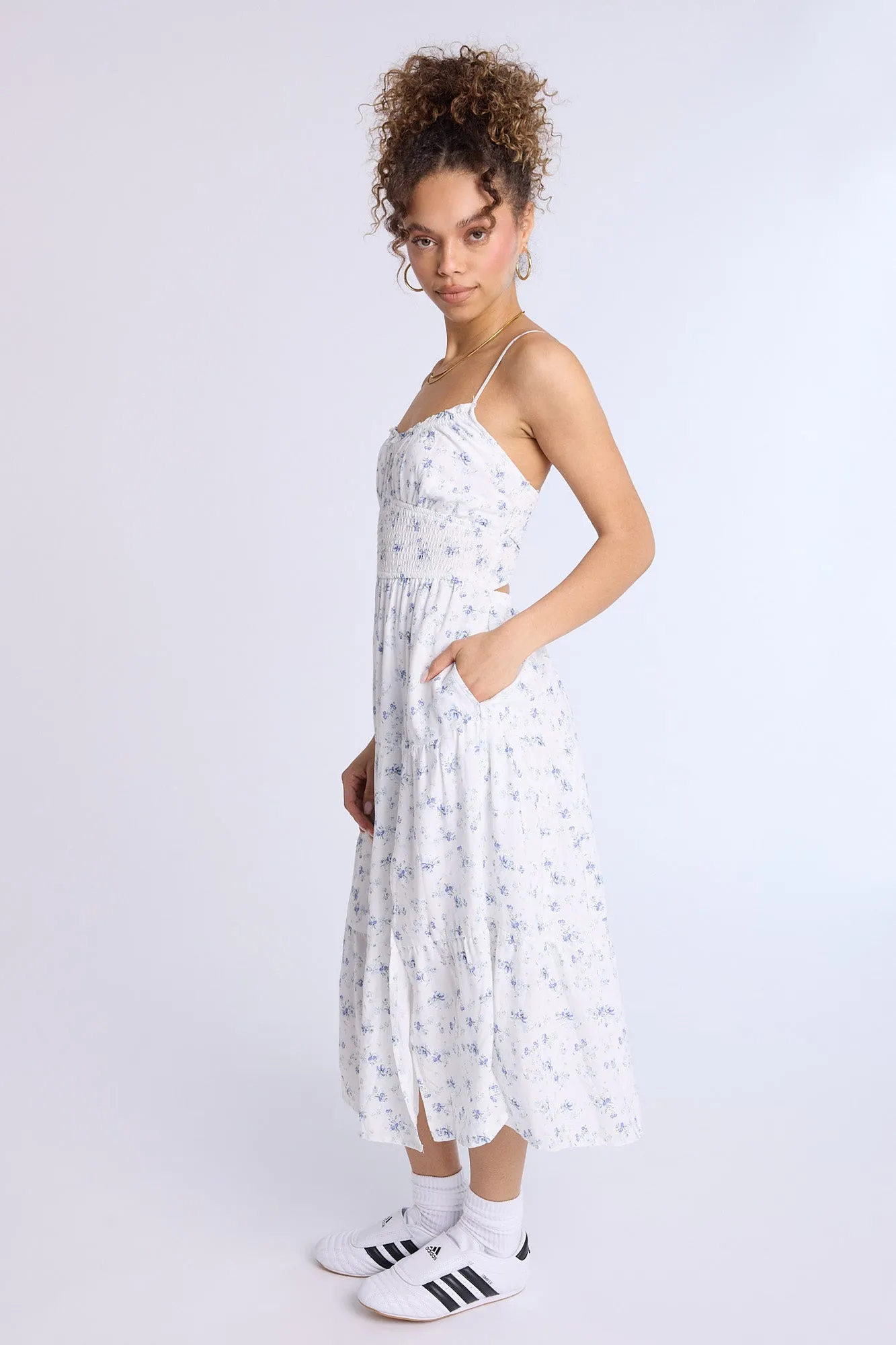 Smocked Waist Cross-Back Midi Dress sold by Bluenotes product image thumbnail 3