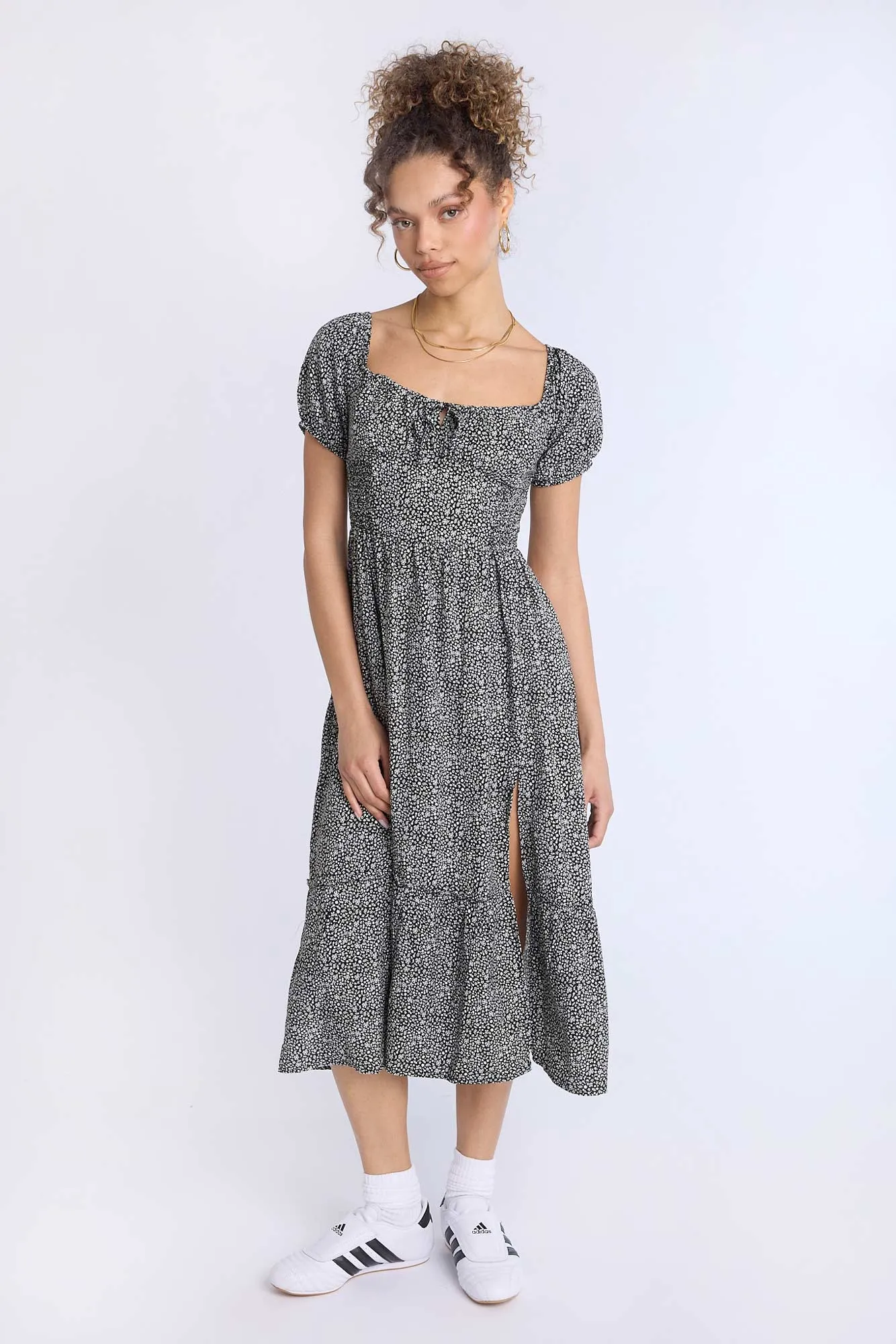 Cap Sleeve Side Smocked Midi Dress sold by Bluenotes