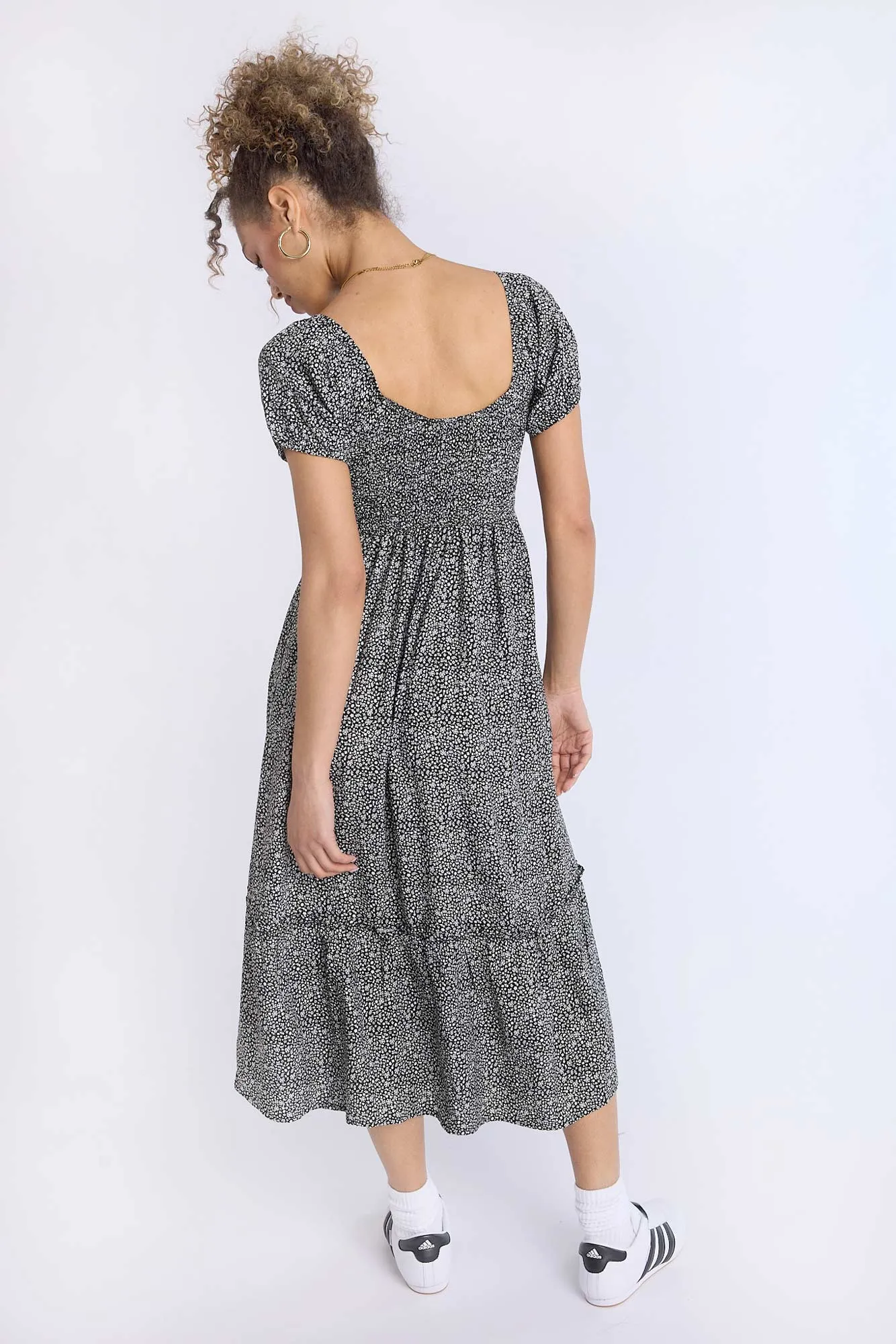 Cap Sleeve Side Smocked Midi Dress sold by Bluenotes product image thumbnail 3