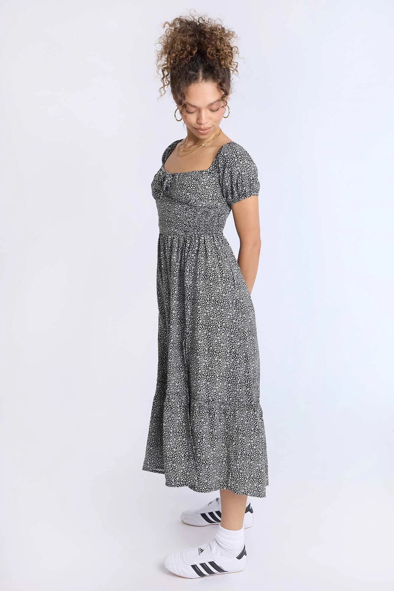 Cap Sleeve Side Smocked Midi Dress sold by Bluenotes product image thumbnail 5