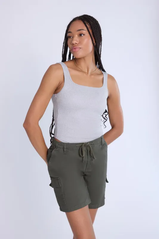 Mid Rise Cargo Bermuda Twill Shorts sold by Bluenotes