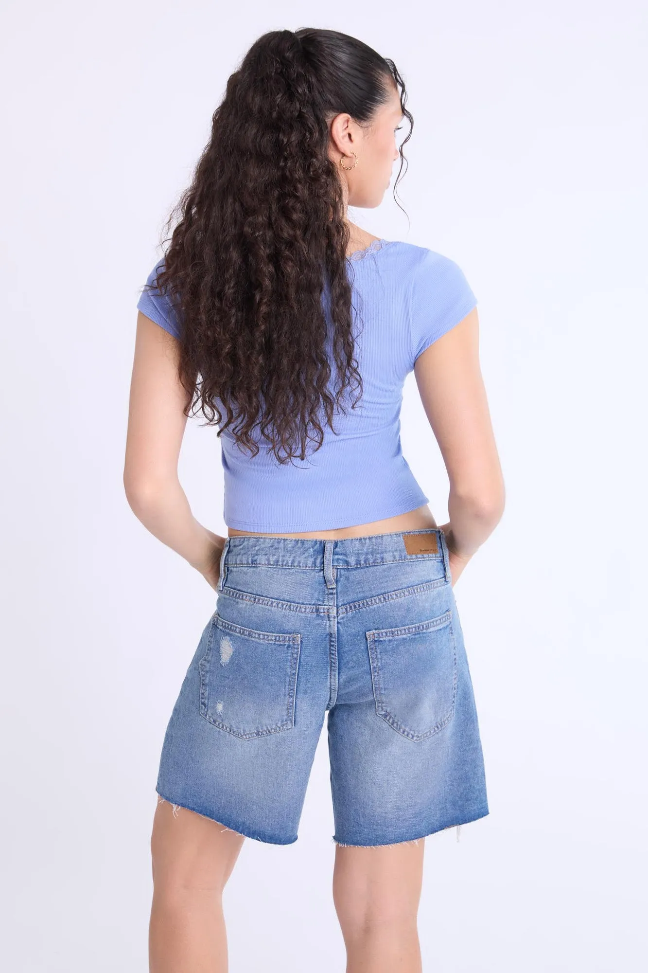 Mid Rise Bermuda Denim Shorts sold by Bluenotes product image thumbnail 3