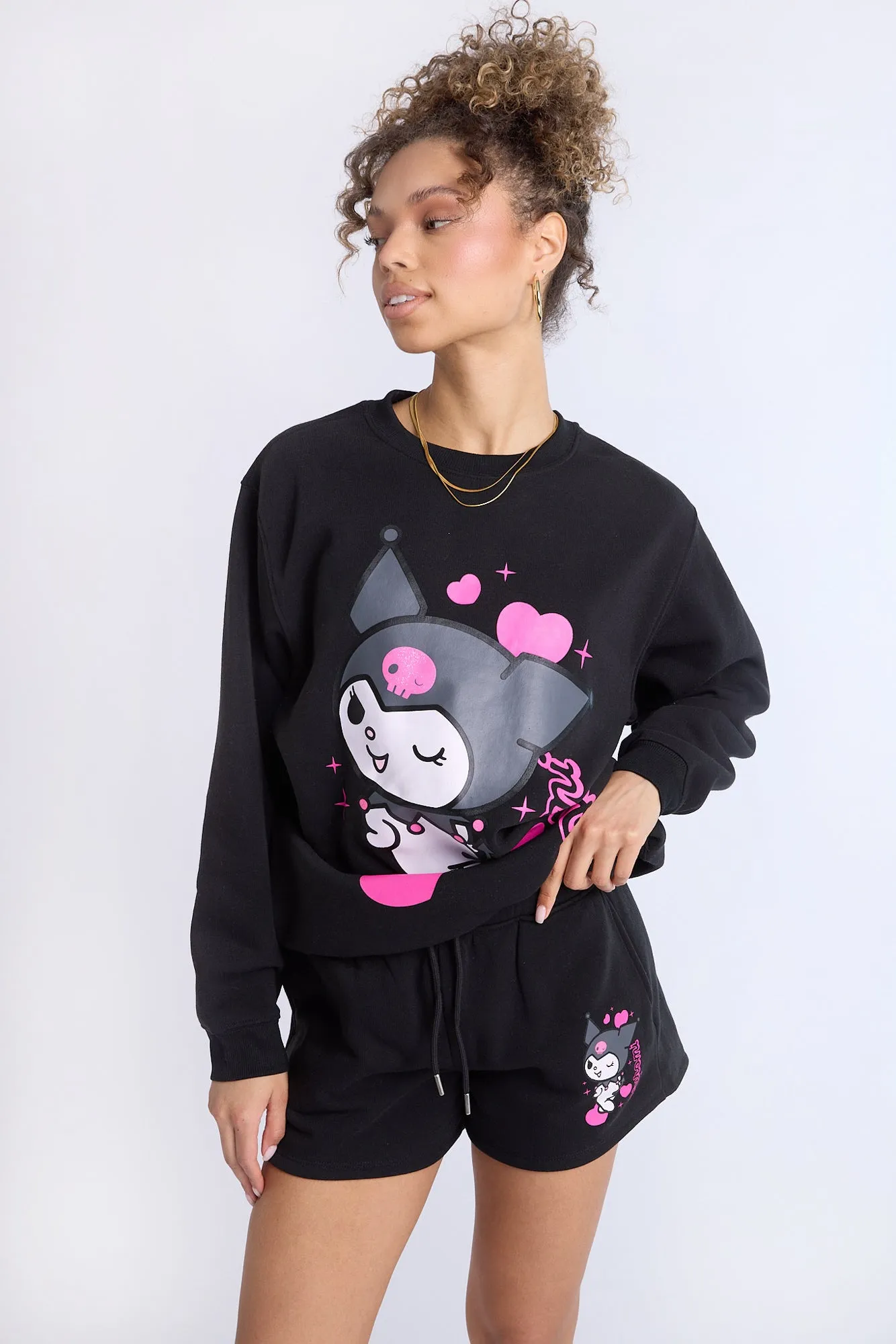 Kuromi Graphic Fleece Shorts sold by Bluenotes product image thumbnail 3