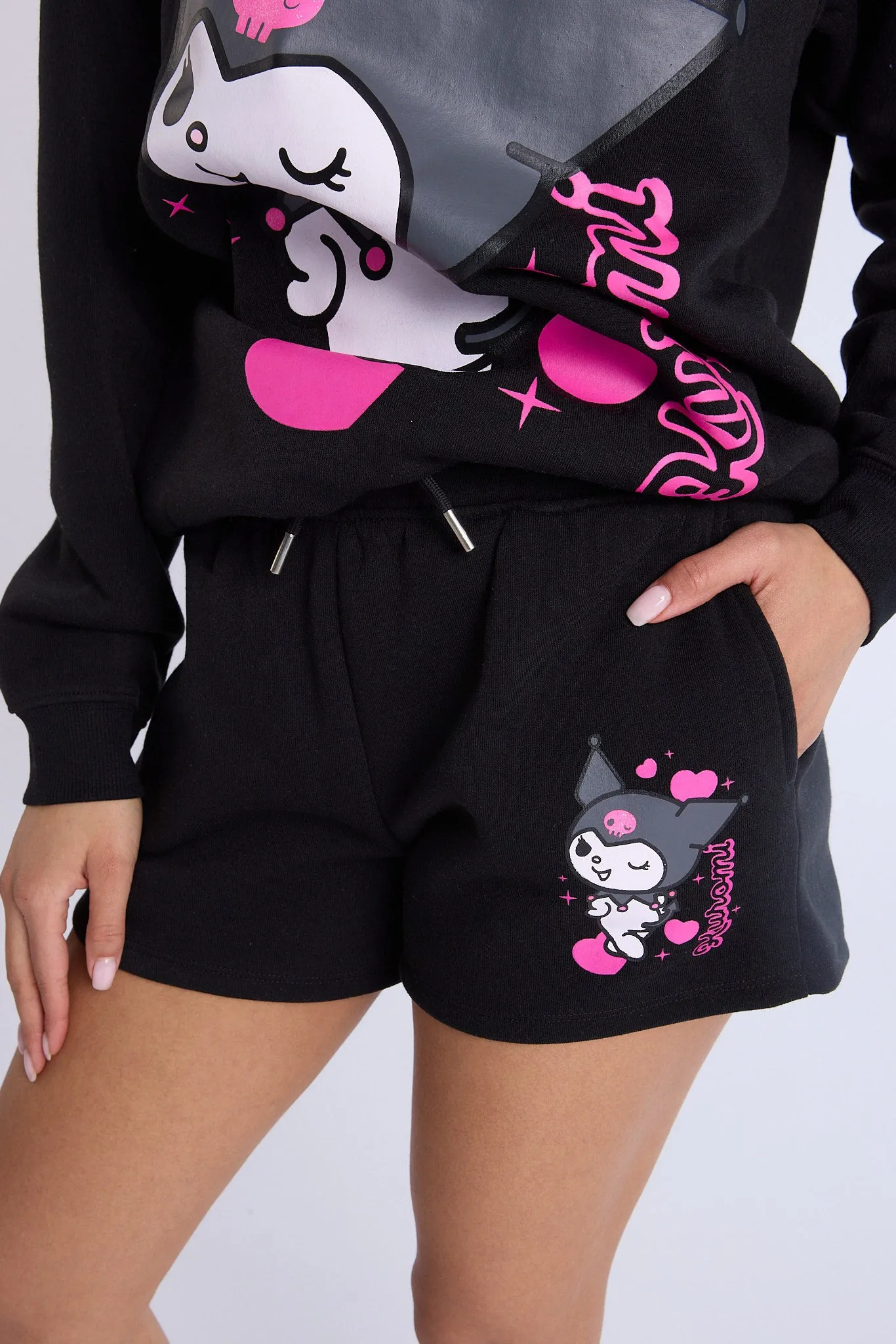Kuromi Graphic Fleece Shorts sold by Bluenotes product image thumbnail 2
