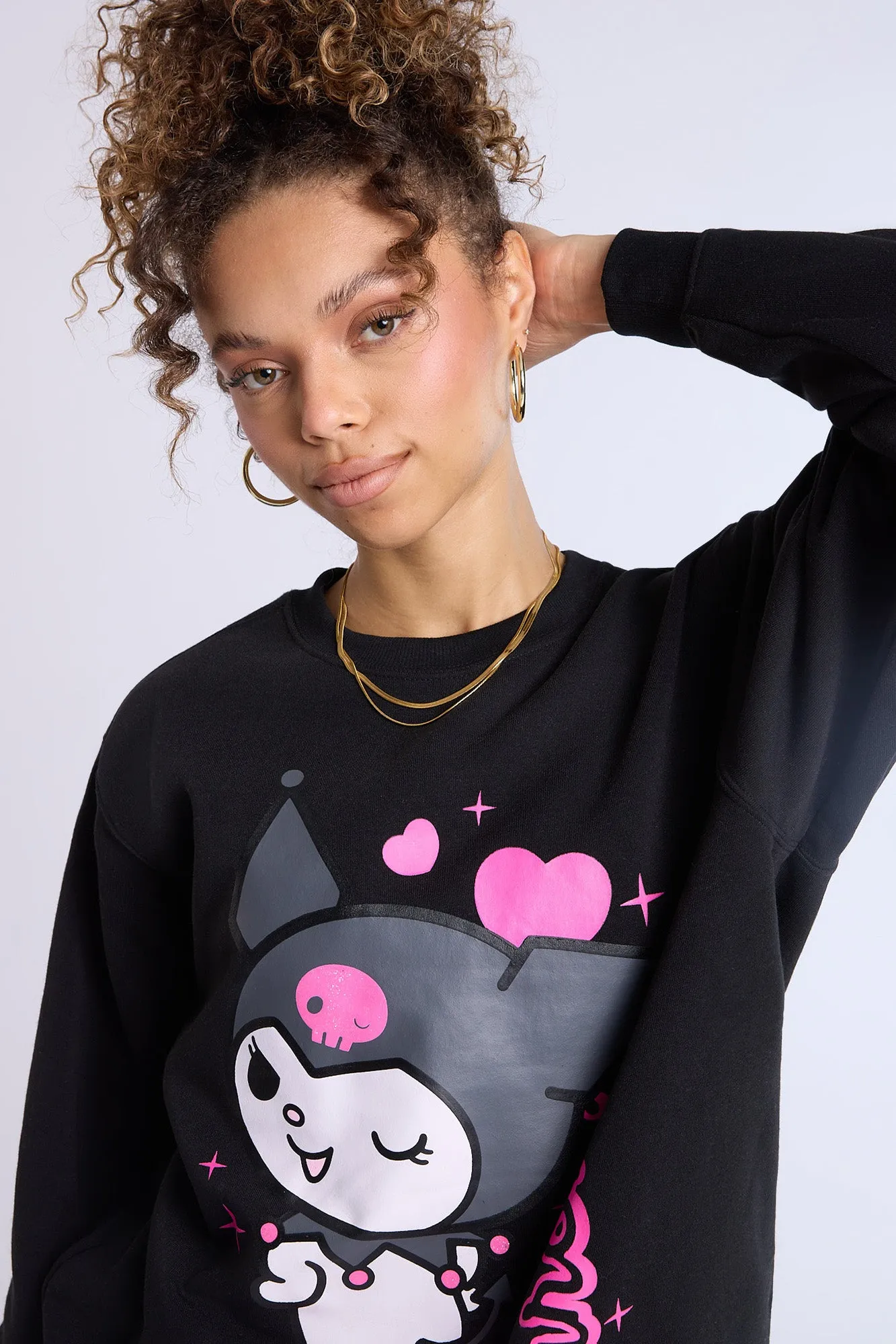 Kuromi Graphic Crew Neck Oversized Sweatshirt sold by Bluenotes product image thumbnail 2