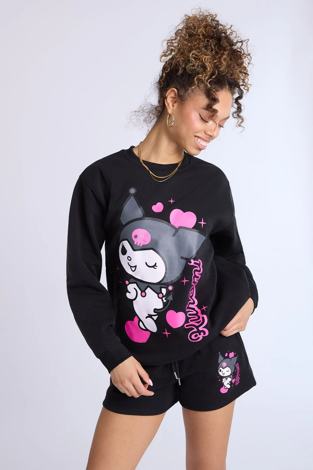 Kuromi Graphic Crew Neck Oversized Sweatshirt sold by Bluenotes