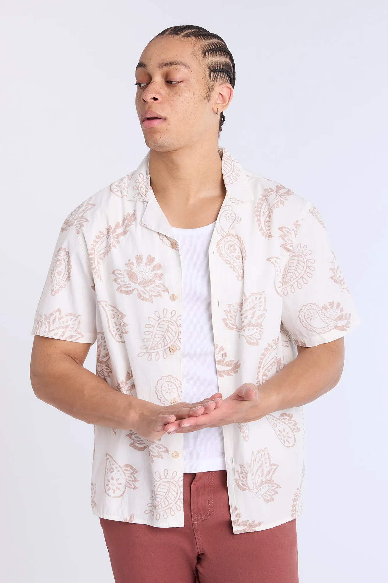 Poplin Paisley Print Short Sleeves Shirt sold by Bluenotes
