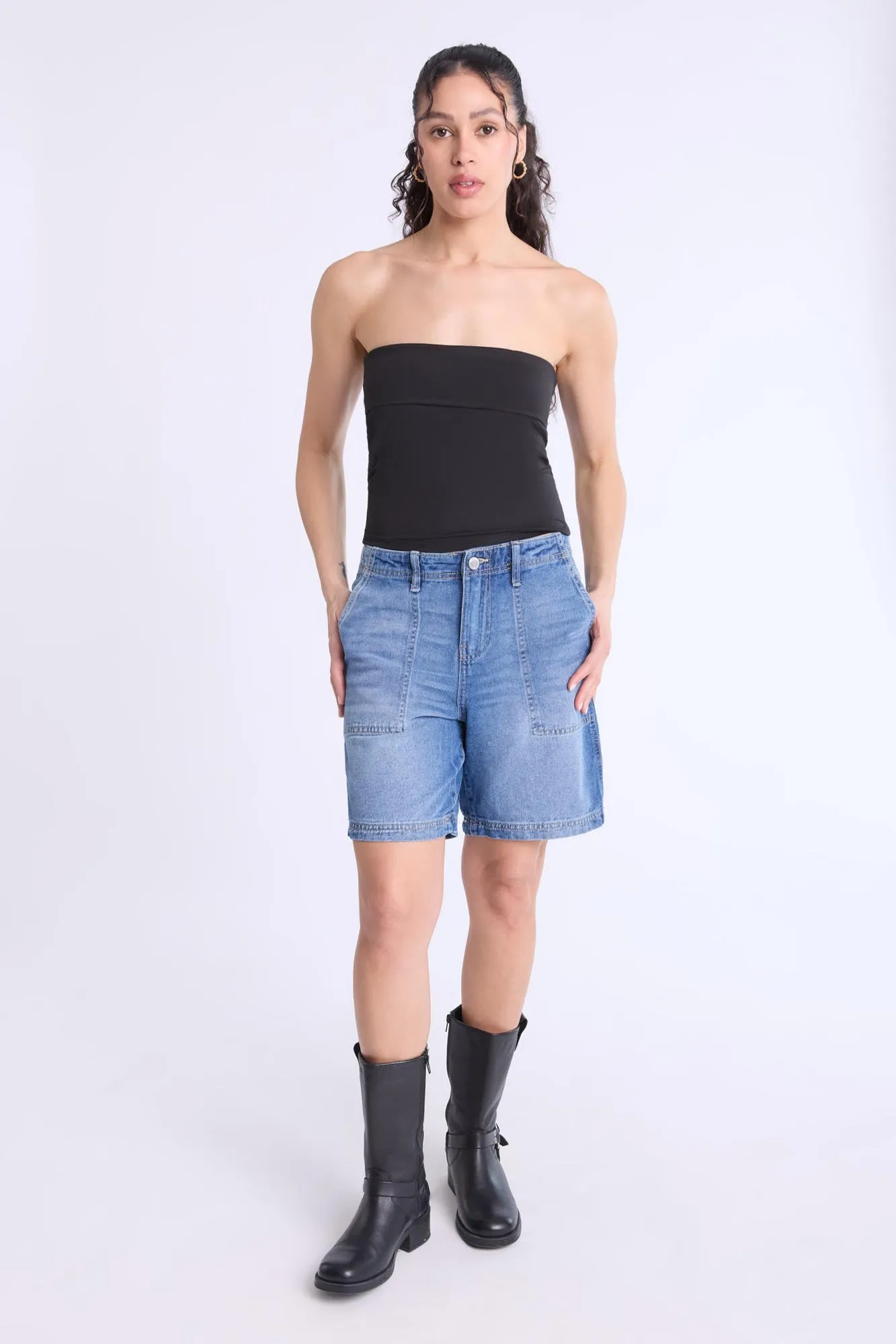 High Rise Bermuda Carpenter Denim Shorts sold by Bluenotes product image thumbnail 4