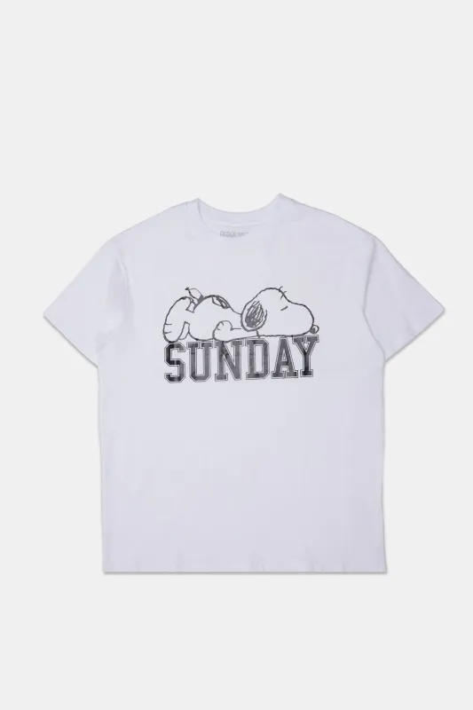 Peanuts Snoopy Sunday Graphic Boyfriend Tee sold by Bluenotes
