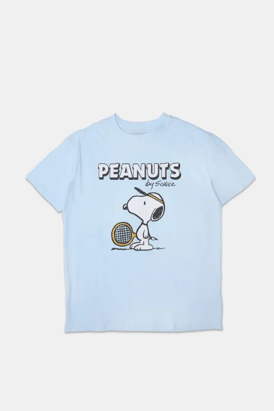 Peanuts Snoopy Racquet Graphic Boyfriend Tee sold by Bluenotes