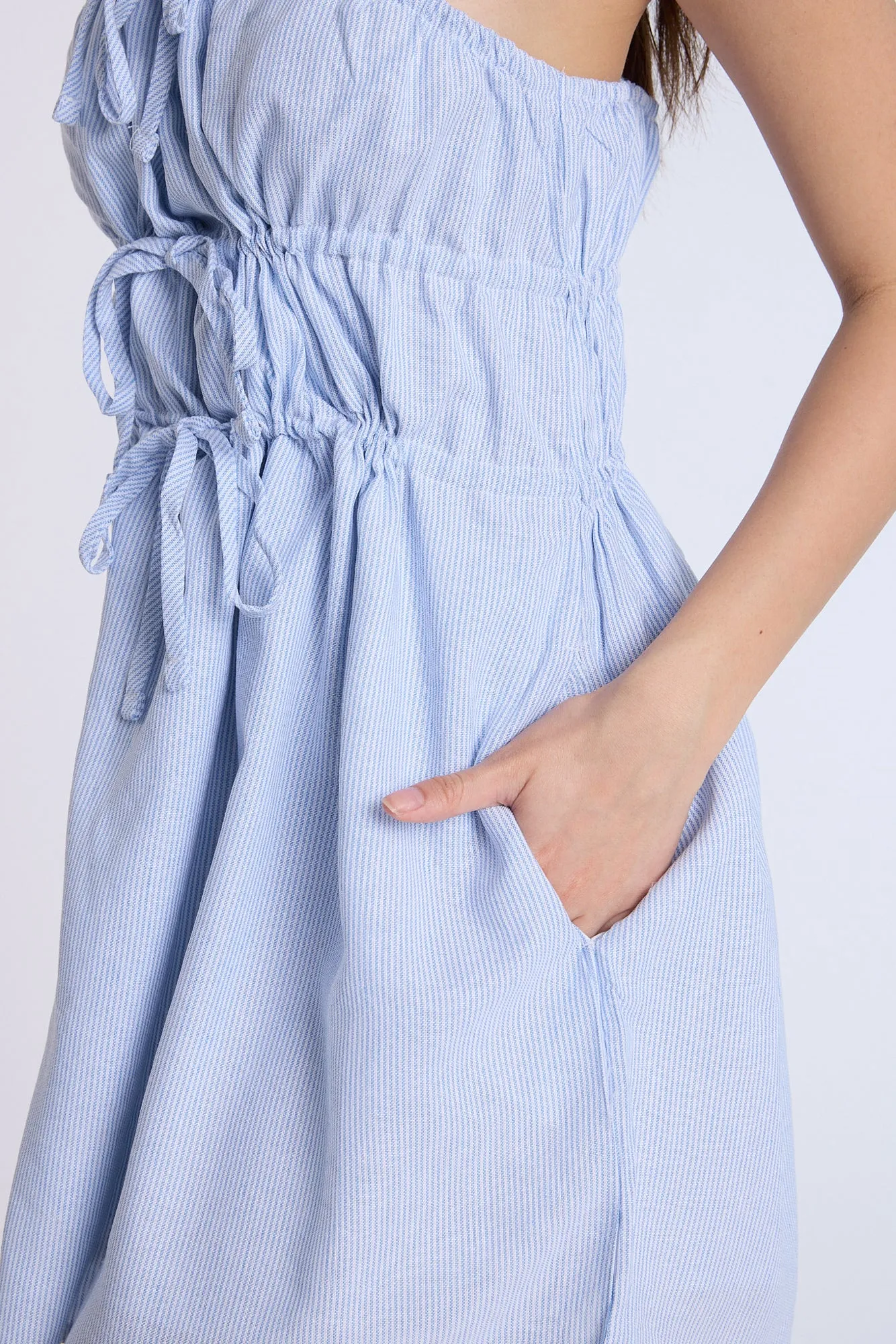Linen-Blend Channeled-Waist Mini Dress sold by Bluenotes product image thumbnail 3