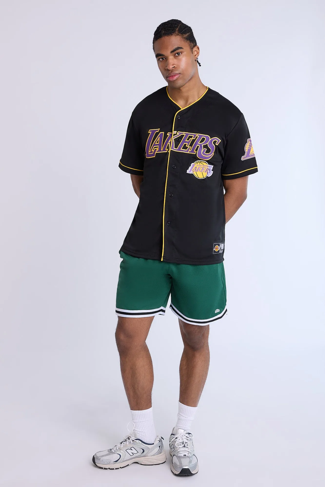 Los Angeles Lakers Button-Up Baseball Mesh Jersey sold by Bluenotes product image thumbnail 4