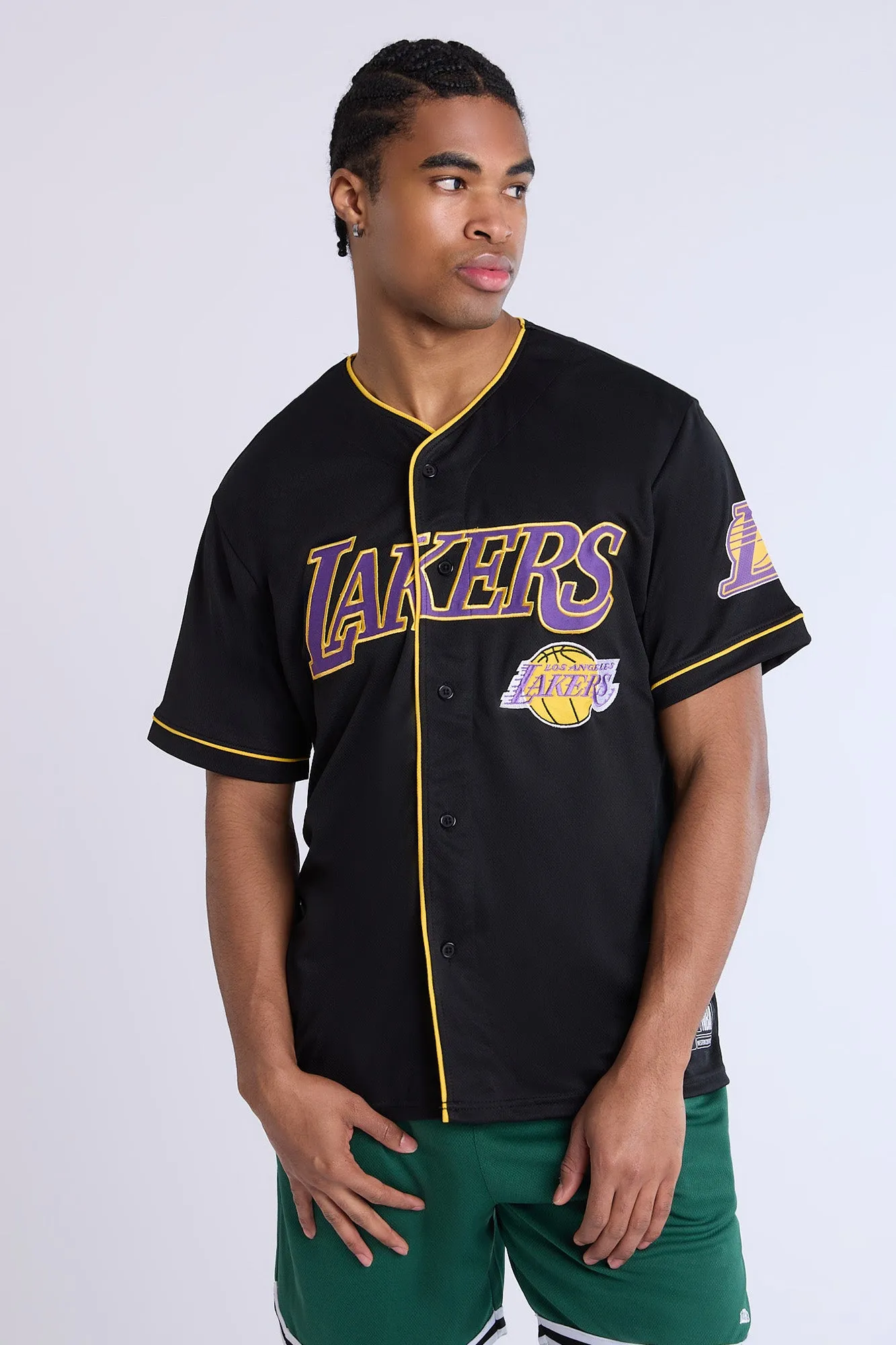Los Angeles Lakers Button-Up Baseball Mesh Jersey sold by Bluenotes