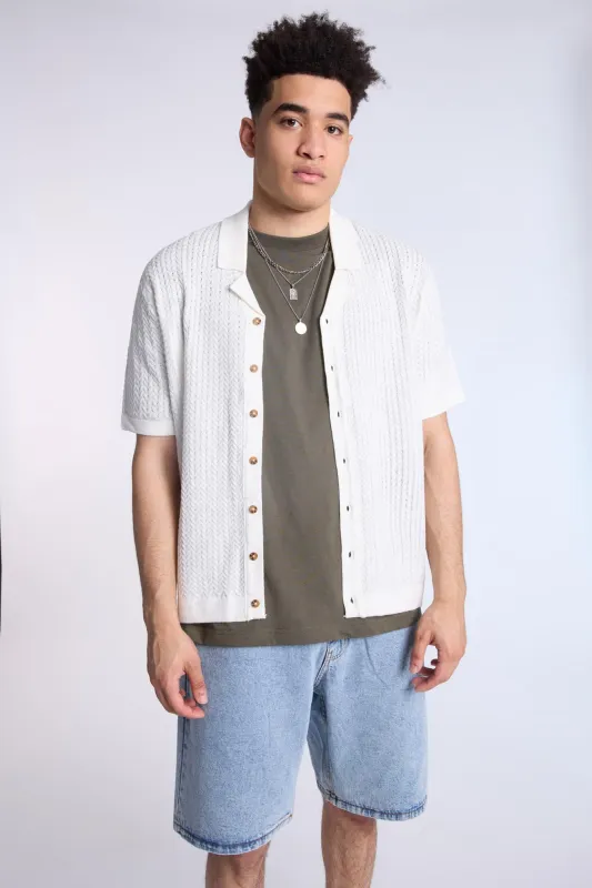 Textured Sweater Knit Short Sleeve Shirt sold by Bluenotes