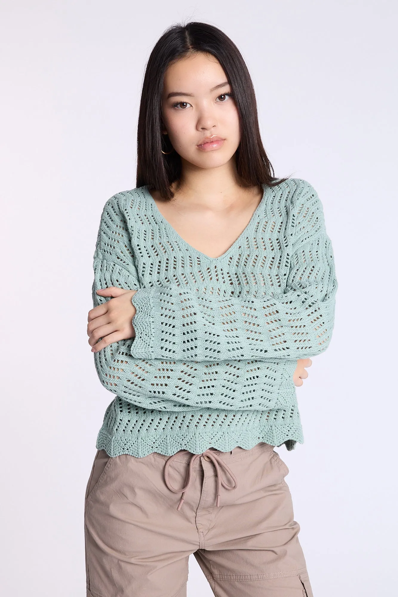 Crochet-Style V-Neck Sweater sold by Bluenotes product image thumbnail 5