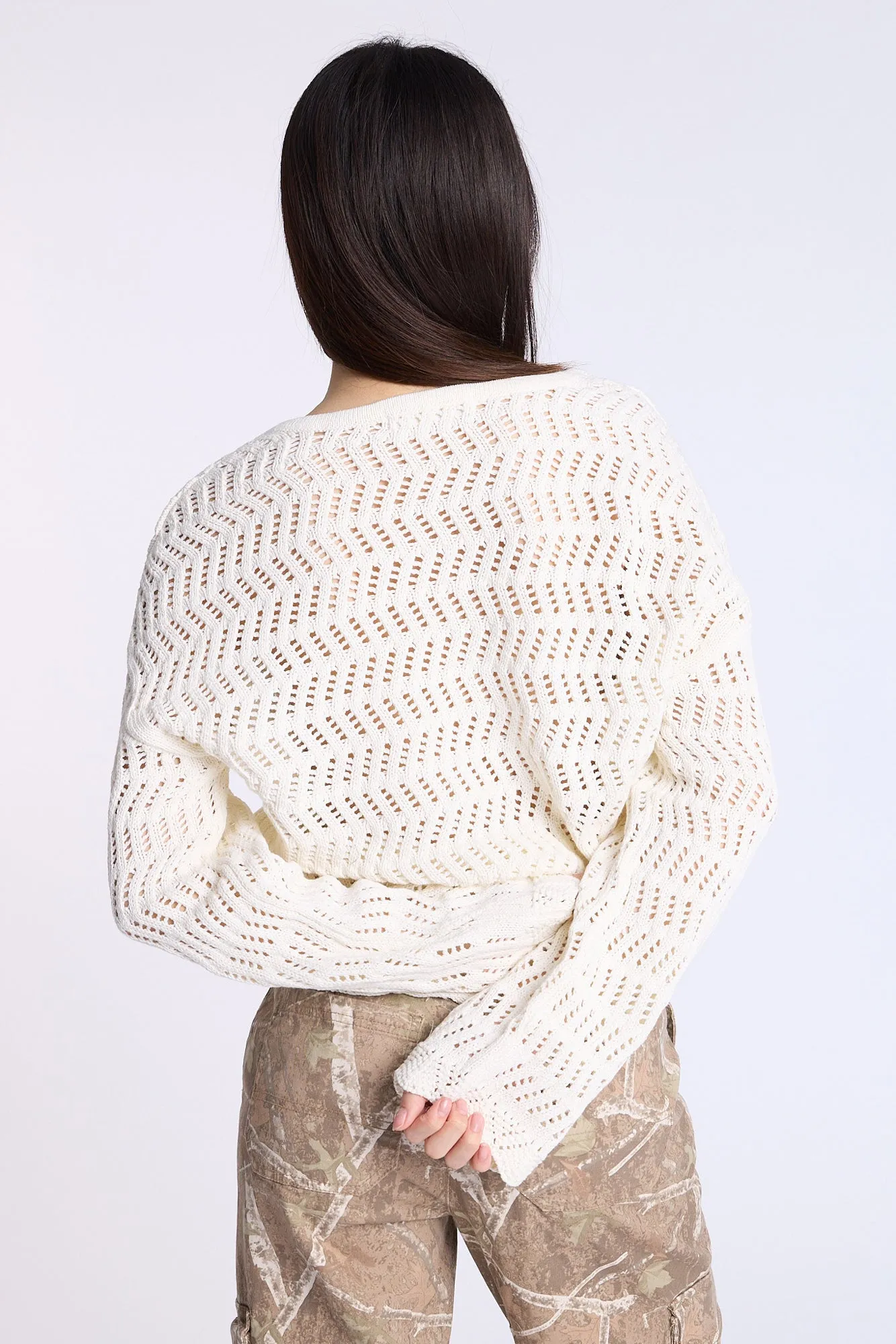 Crochet-Style V-Neck Sweater sold by Bluenotes product image thumbnail 3