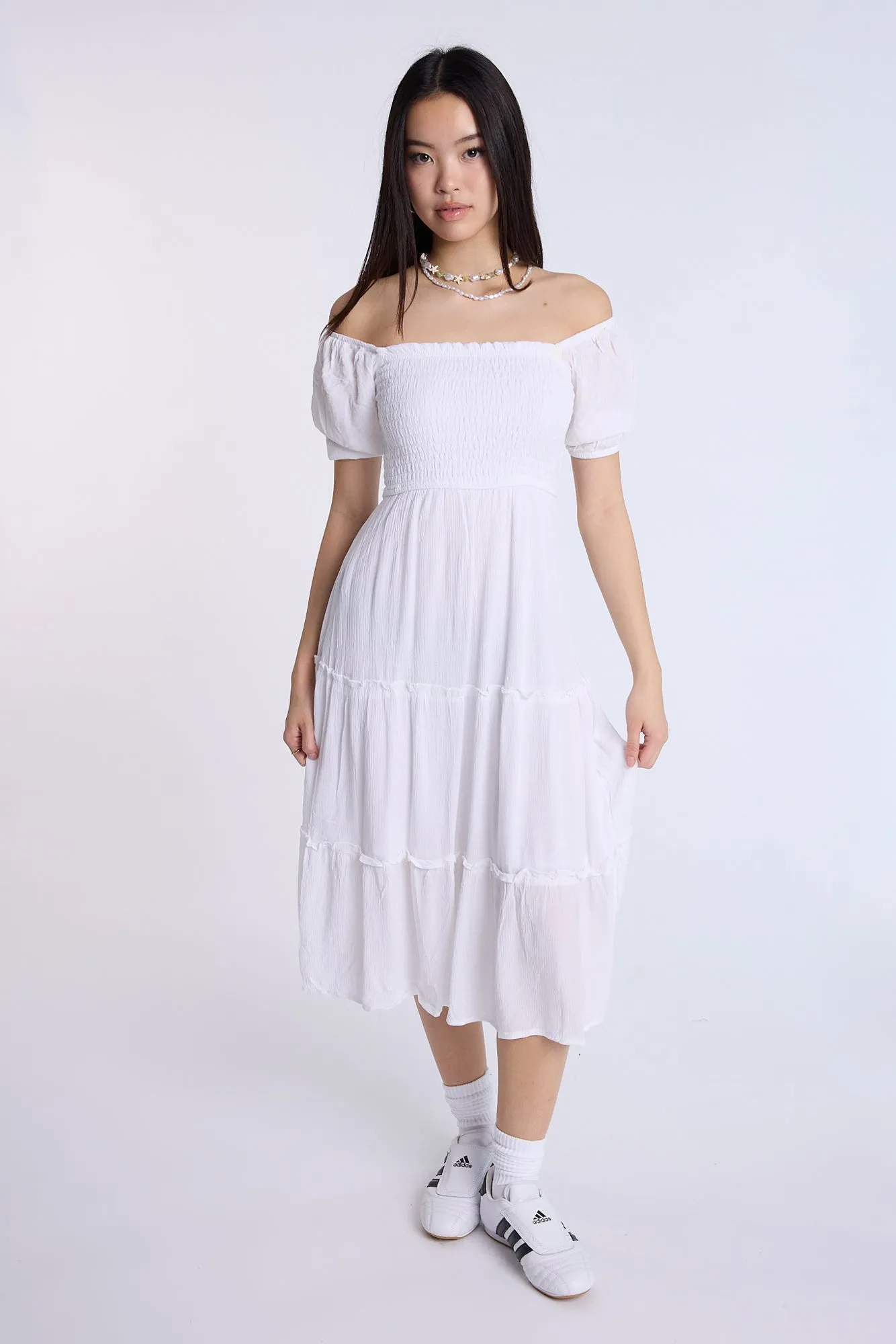 Puff Sleeve Smocked Tiered Maxi Dress sold by Bluenotes product image thumbnail 2