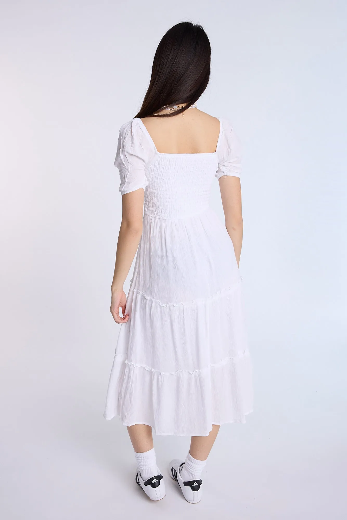 Puff Sleeve Smocked Tiered Maxi Dress sold by Bluenotes product image thumbnail 4