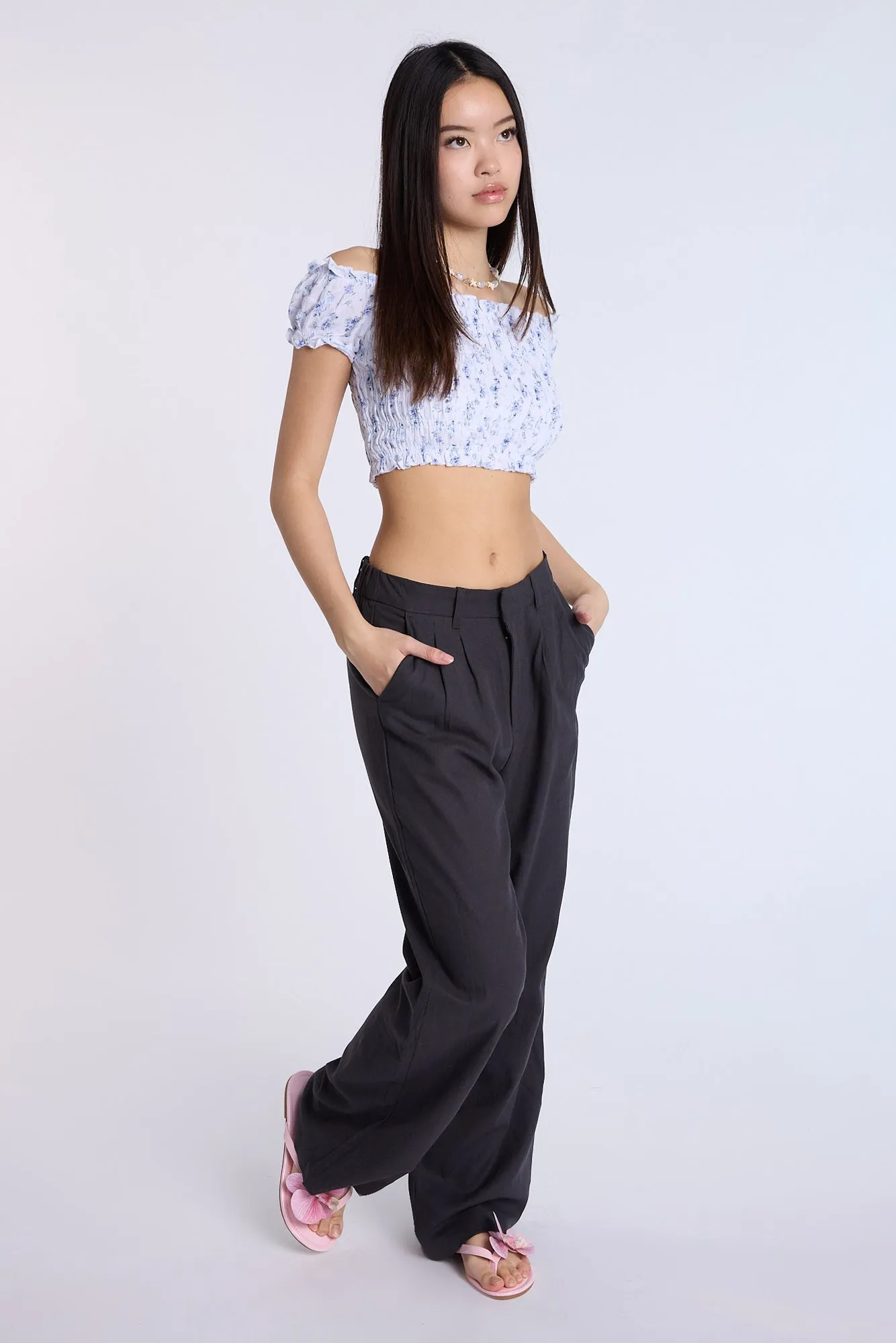 Linen-Blend Tailored Pants sold by Bluenotes product image thumbnail 5