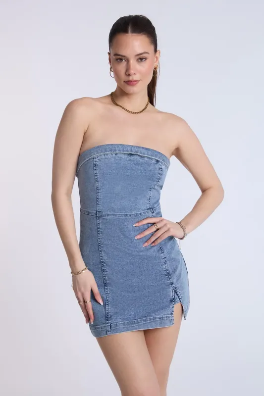 Strapless Denim Mini Dress sold by Bluenotes