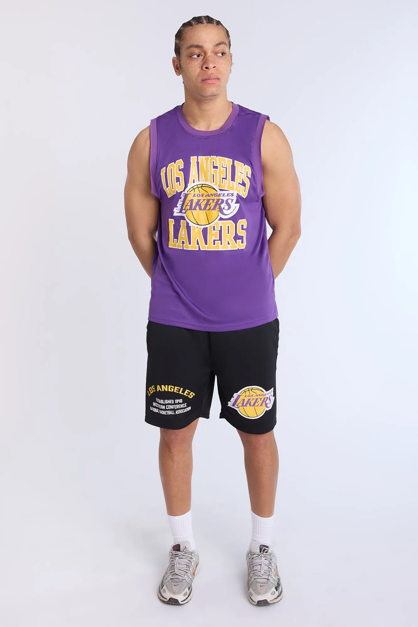 Los Angeles Lakers Mesh Shorts sold by Bluenotes