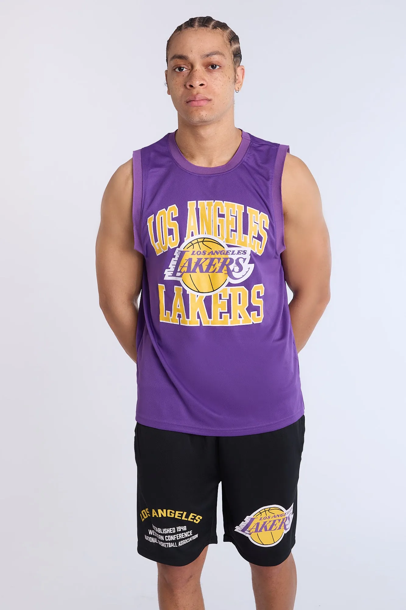 Los Angeles Lakers Mesh Shorts sold by Bluenotes product image thumbnail 3