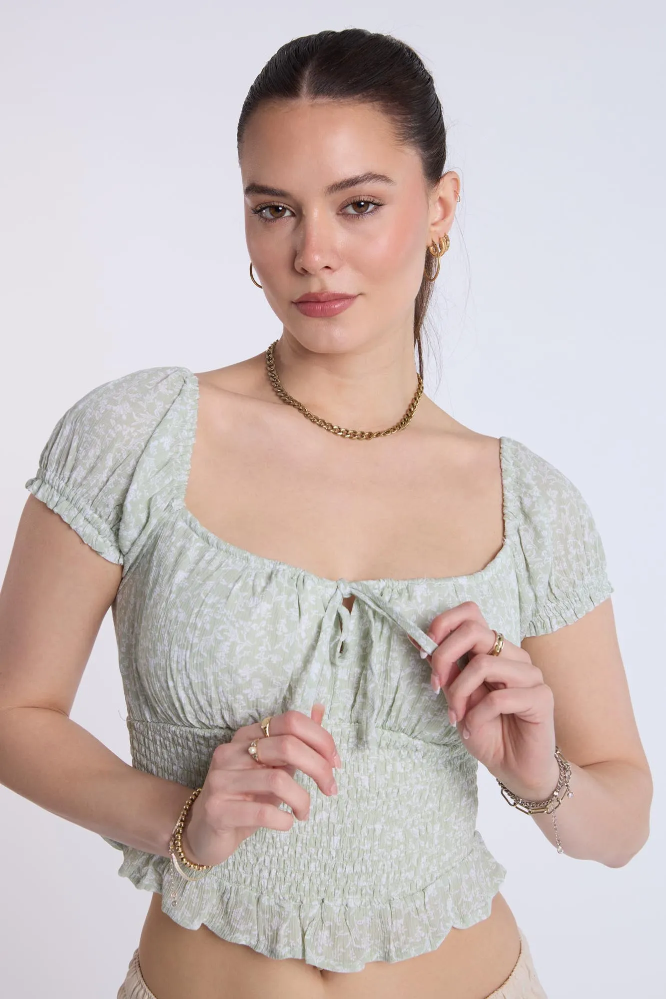 Off-Shoulder Smocked Top sold by Bluenotes