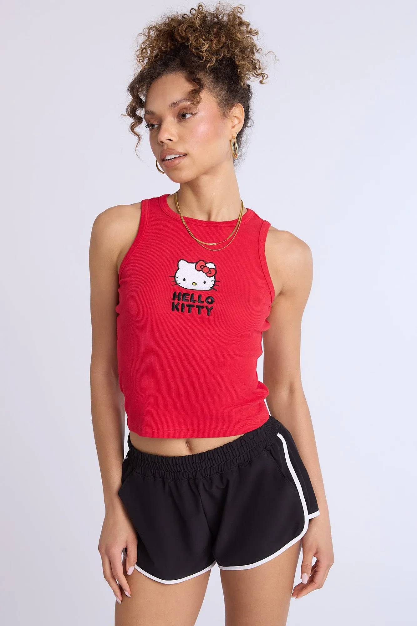 Hello Kitty Graphic Ribbed High Neck Tank Top sold by Bluenotes