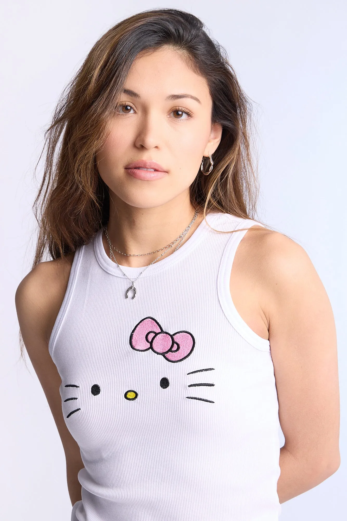 Hello Kitty Face Graphic Ribbed High Neck Tank Top sold by Bluenotes product image thumbnail 2