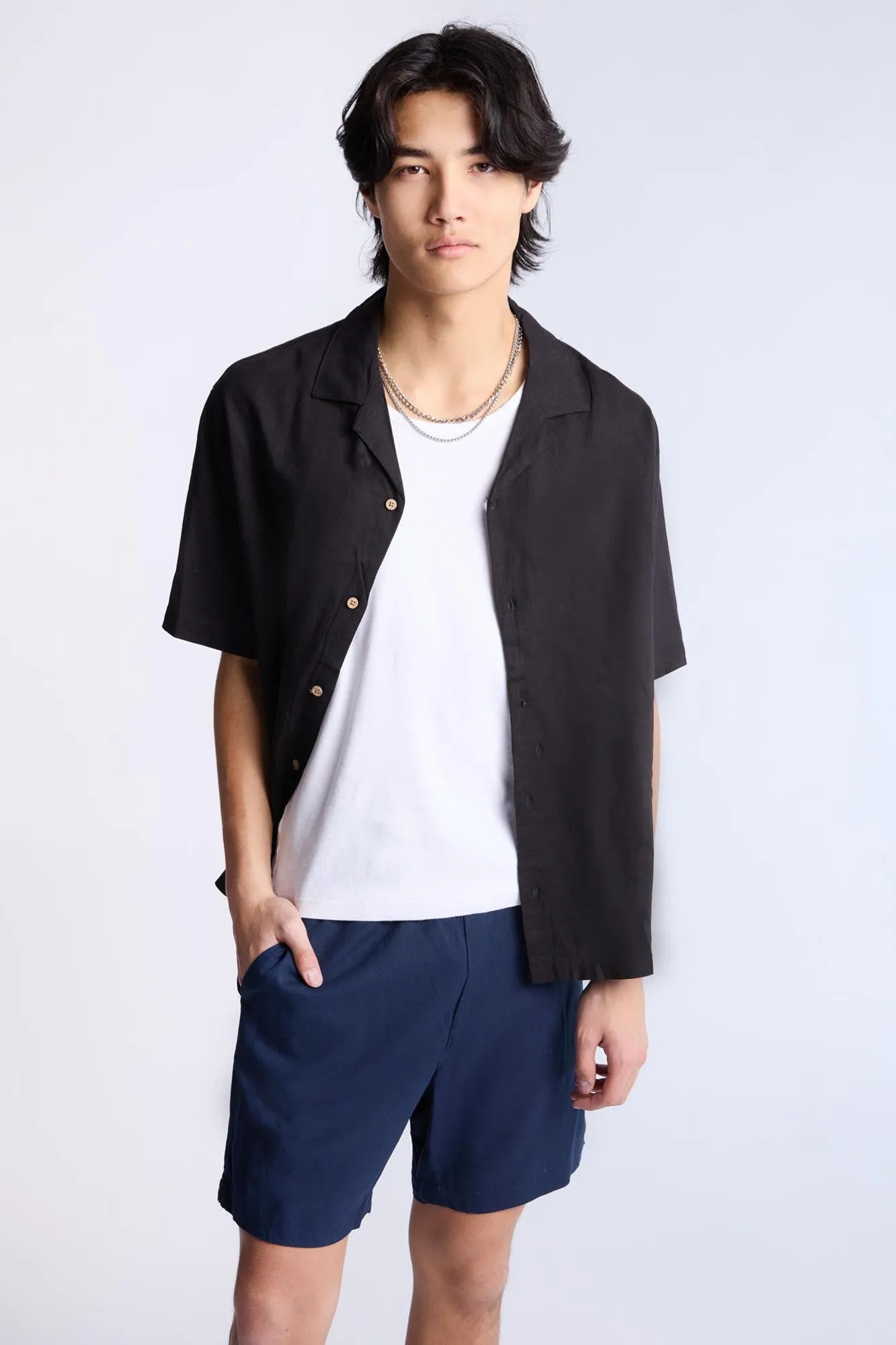 Linen-Blend Button-Up Shirt sold by Bluenotes product image thumbnail 2