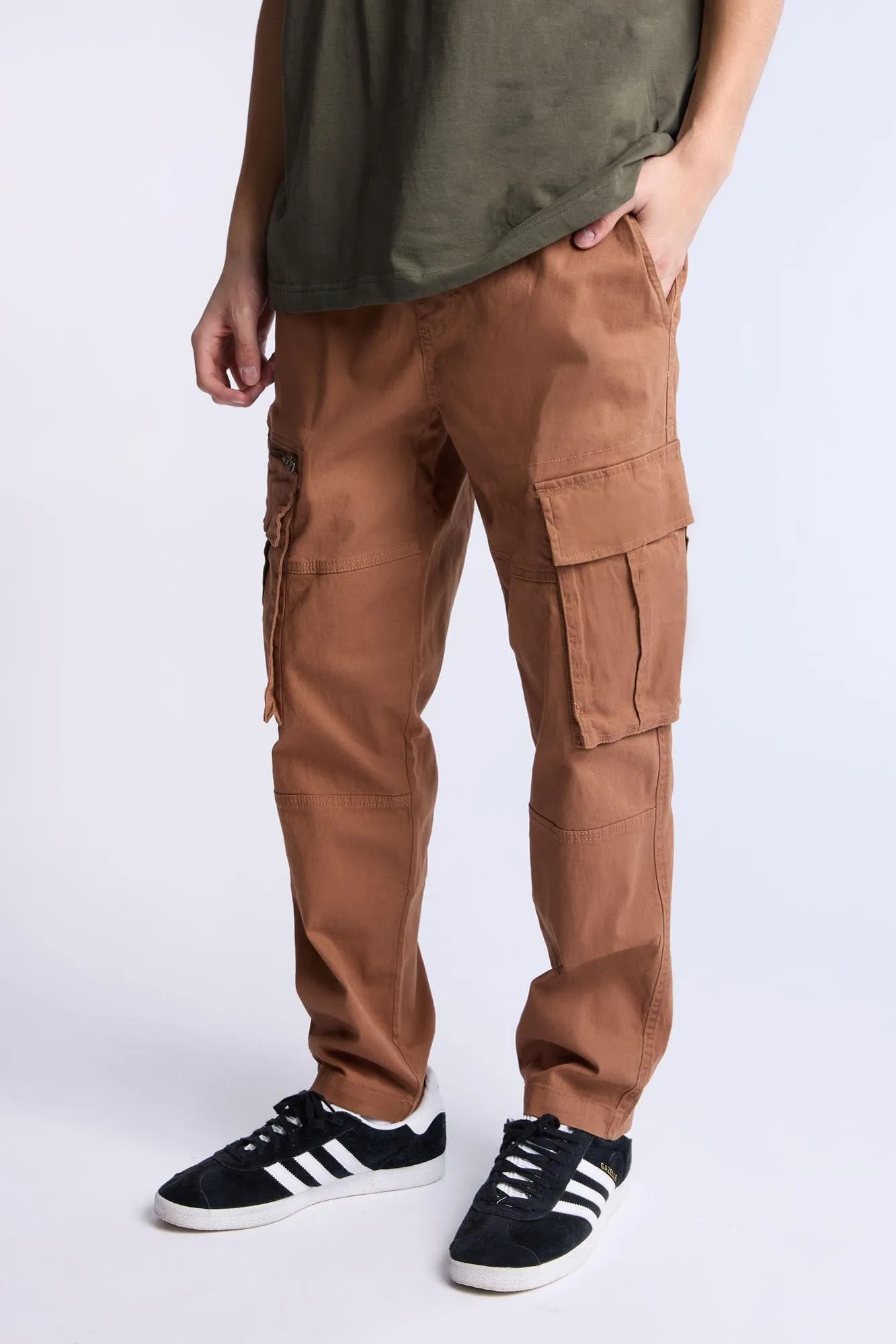 Relaxed Zip Cargo Twill Pants sold by Bluenotes