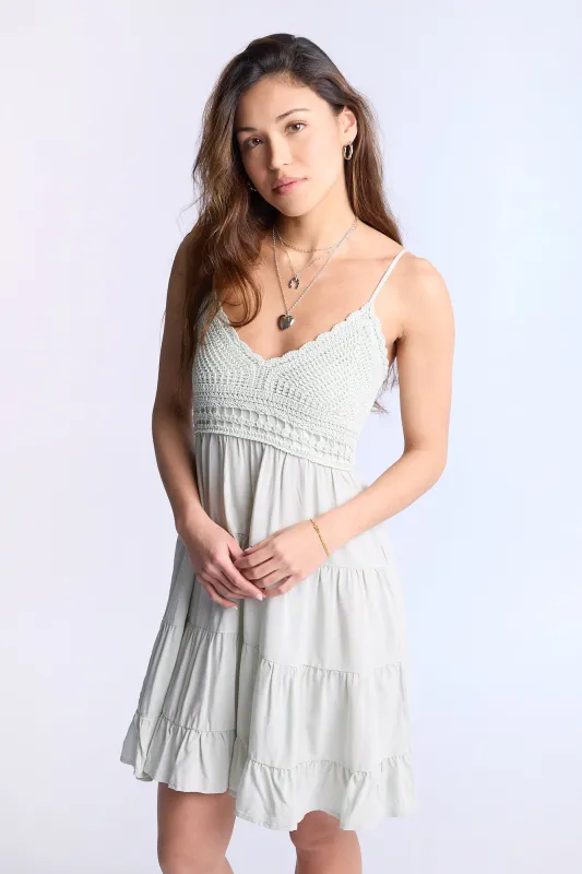 Crochet Bodice Mini Dress sold by Bluenotes