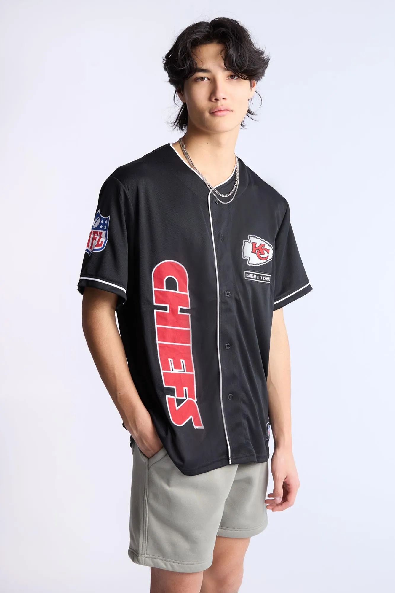 Kansas City Chiefs Button-Up Baseball Jersey sold by Bluenotes